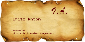 Iritz Anton névjegykártya